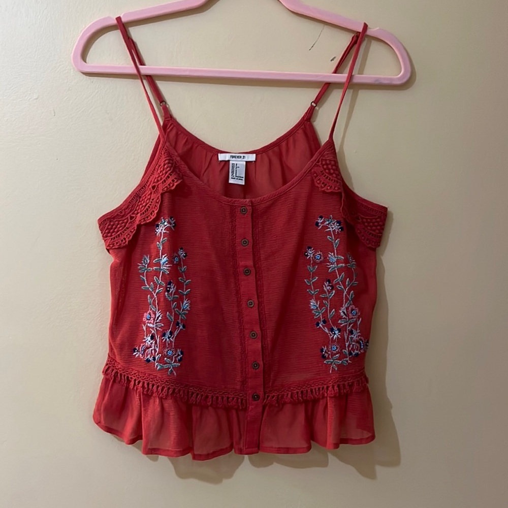 Forever 21 small rust/orange embroidered cami